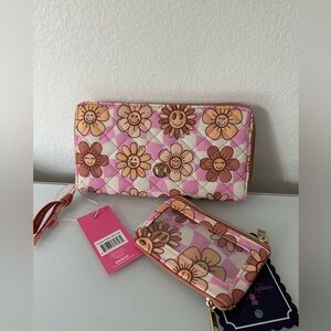 Simply Southern Collection pink and brown wallet with floral designs, NWT.